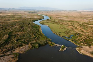 Vue aérienne, Delta du Gediz, Turquie